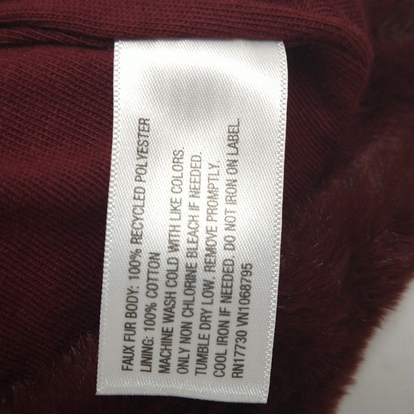 NEW! Faux Fur Quarter Zip Pullover Sweatshirt, Burgundy - A New Day - Picture 9 of 10